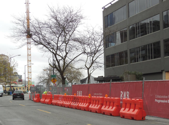 Barriers and rental fencing, with opaque sheeting.